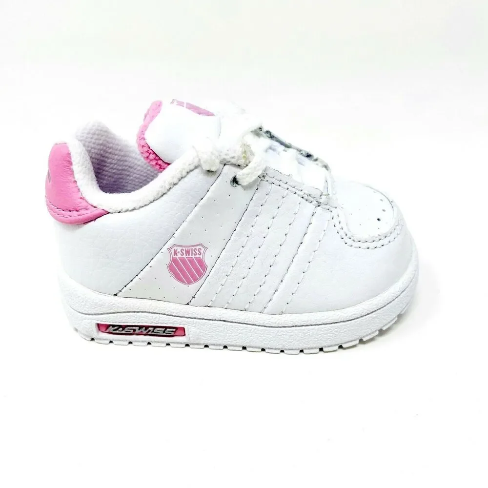 K-Swiss Wolert White Bubble Gum Infant Baby Casual Sneakers 21376136